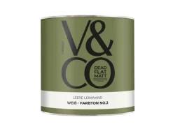 V&CO Premium-Innenfarbe Dead Flat Matt Weiß Farbton 2 Leere Leinwand 2,5 l