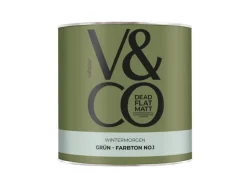 V&CO Premium-Innenfarbe Dead Flat Matt Grün Farbton 1 Wintermorgen 2,5 l