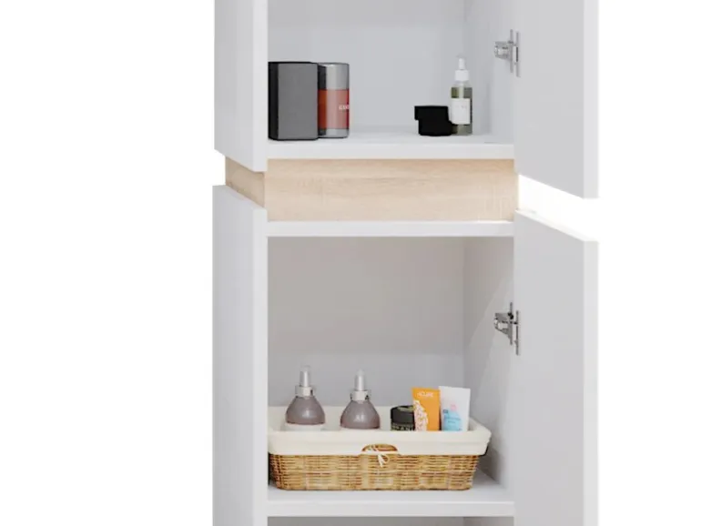 Vicco Badschrank Gloria Weiß/Sonoma 33 x 198 cm mit 2 Türen
