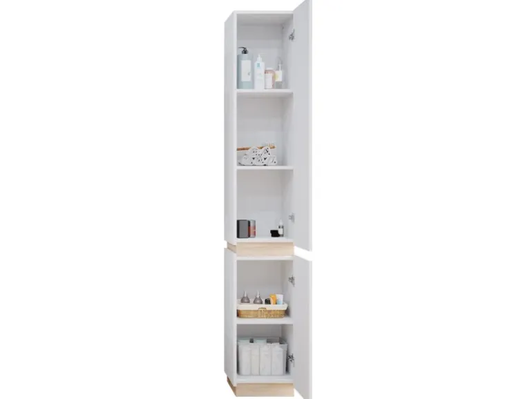 Vicco Badschrank Gloria Weiß/Sonoma 33 x 198 cm mit 2 Türen