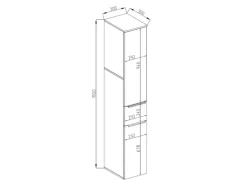 Vicco Badschrank Otis Weiß Hochglanz/Anthrazit 30 x 190 cm