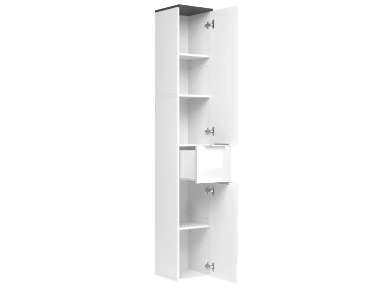 Vicco Badschrank Otis Weiß Hochglanz/Anthrazit 30 x 190 cm