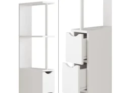 Vicco Badschrank Vera Weiß 137 x 15 cm mit 3 Schubladen