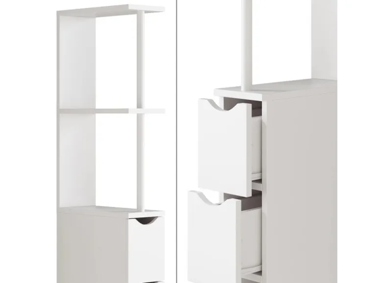 Vicco Badschrank Vera Weiß 137 x 15 cm mit 3 Schubladen