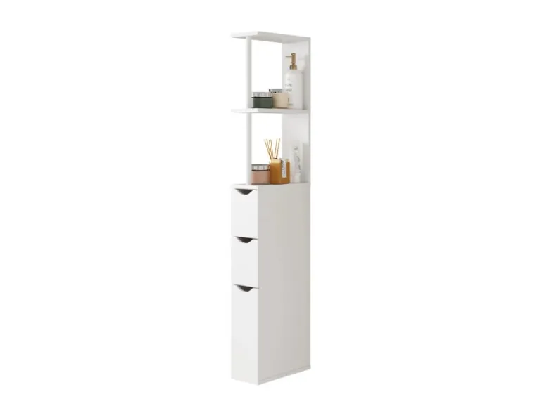 Vicco Badschrank Vera Weiß 137 x 15 cm mit 3 Schubladen