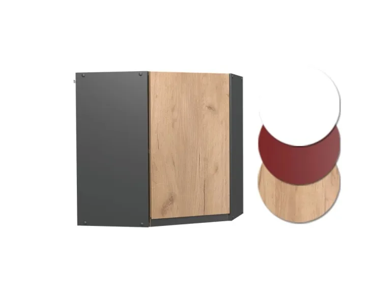 Vicco Eckhängeschrank R-Line Küchen-Eckschrank Goldkraft Eiche/Anthrazit 57 cm J-Shape