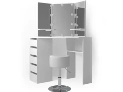 Vicco Eckschminktisch Arielle Weiß 110 cm mit Hocker