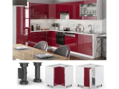 Vicco Eckunterschrank Fame-Line Bordeaux Hochglanz/Weiß 81 cm ohne Arbeitsplatte