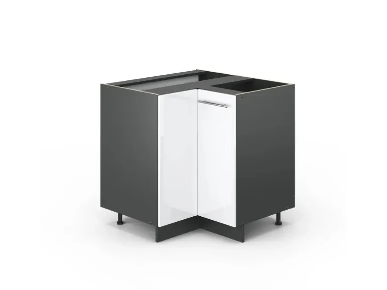 Vicco Eckunterschrank Fame-Line Weiß Hochglanz/Anthrazit 81 cm ohne Arbeitsplatte