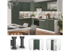 Vicco Eckunterschrank Fame-Line Grün-Gold Landhaus/Weiß 81 cm ohne Arbeitsplatte