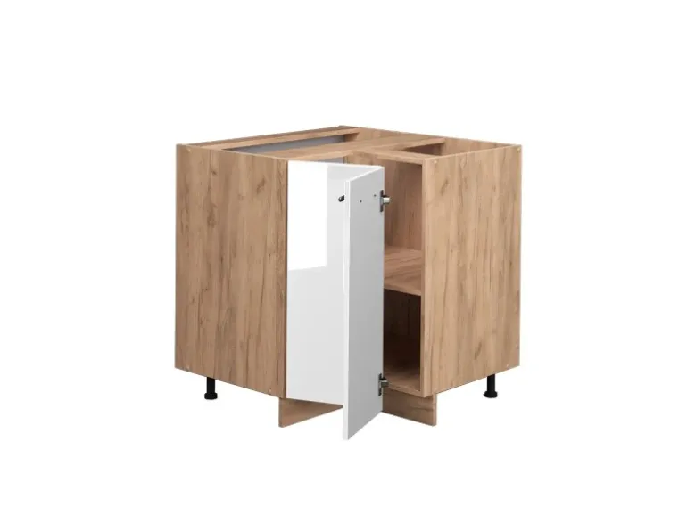 Vicco Eckunterschrank Fame-Line Weiß Hochglanz/Goldkraft Eiche 81 cm AP Eiche