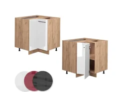 Vicco Eckunterschrank Fame-Line Weiß Hochglanz/Goldkraft Eiche 81 cm AP Eiche