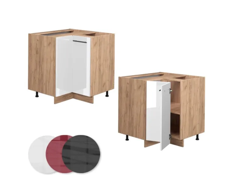 Vicco Eckunterschrank Fame-Line Weiß Hochglanz/Goldkraft Eiche 81 cm AP Eiche
