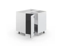 Vicco Eckunterschrank Fame-Line Anthrazit Hochglanz/Weiß 81 cm AP Eiche