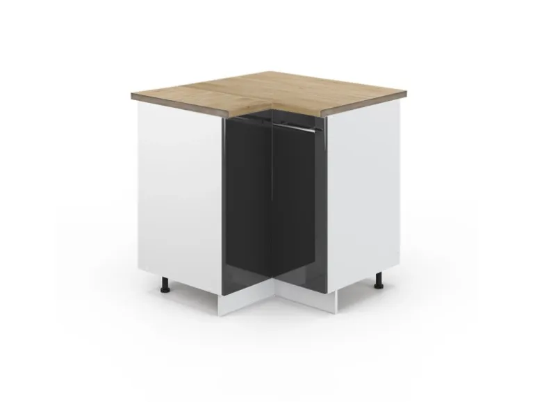 Vicco Eckunterschrank Fame-Line Anthrazit Hochglanz/Weiß 81 cm AP Eiche