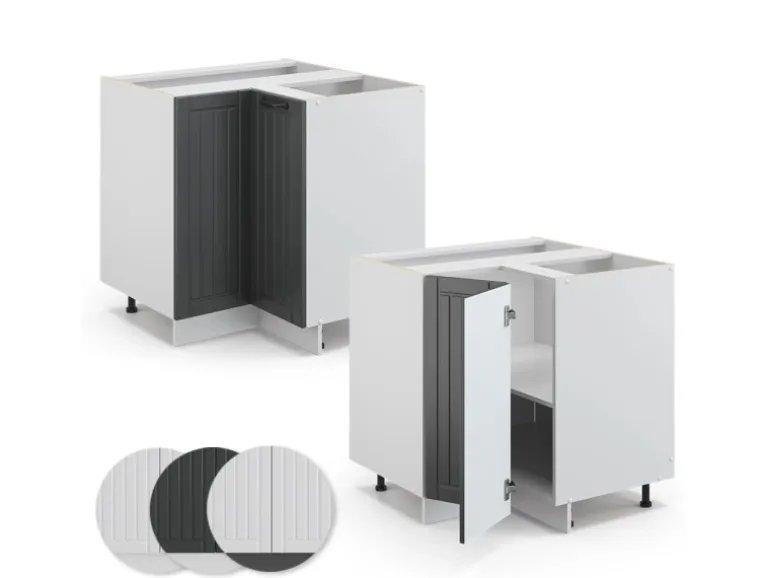 Vicco Eckunterschrank Fame-Line Anthrazit/Weiß 81 cm ohne Arbeitsplatte