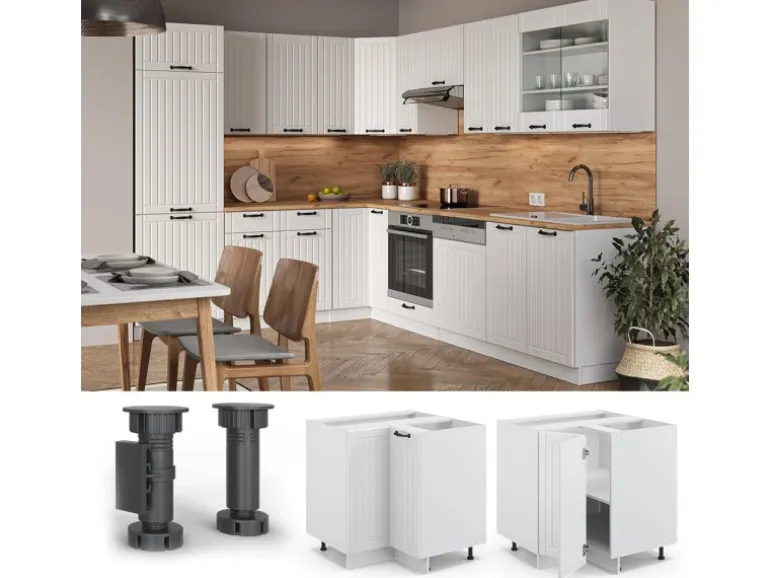 Vicco Eckunterschrank Fame-Line Weiß Landhaus/Weiß 81 cm ohne Arbeitsplatte