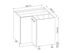 Vicco Eckunterschrank Fame-Line Grün-Gold Landhaus/Goldkraft Eiche 81 cm AP Eiche