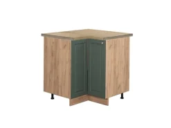 Vicco Eckunterschrank Fame-Line Grün-Gold Landhaus/Goldkraft Eiche 81 cm AP Eiche
