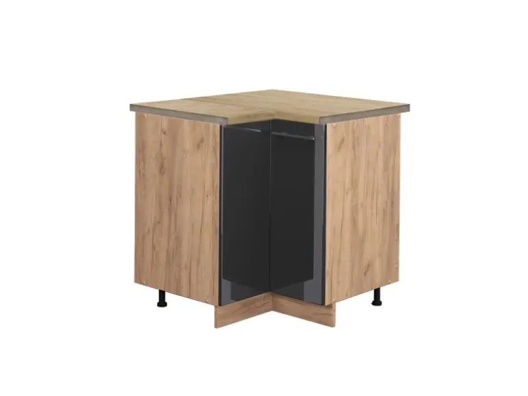 Vicco Eckunterschrank Fame-Line Anthrazit Hochglanz/Goldkraft Eiche 81 cm AP Eiche