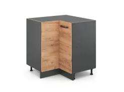 Vicco Eckunterschrank R-Line Goldkraft Eiche/Anthrazit 76 cm ohne Arbeitsplatte