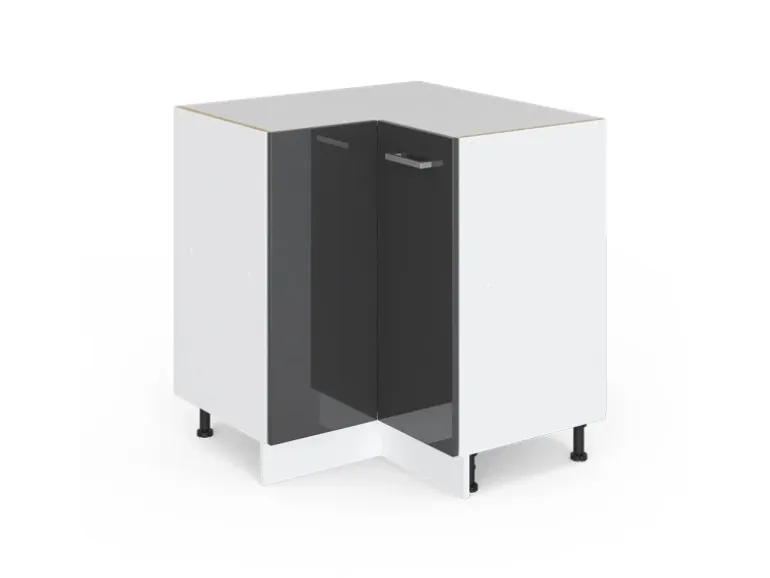 Vicco Eckunterschrank R-Line Anthrazit Hochglanz/Weiß 76 cm ohne Arbeitsplatte