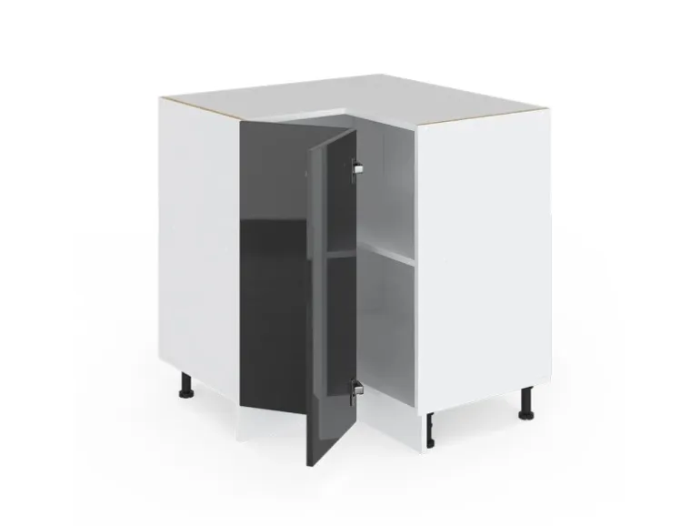 Vicco Eckunterschrank R-Line Anthrazit Hochglanz/Weiß 76 cm ohne Arbeitsplatte