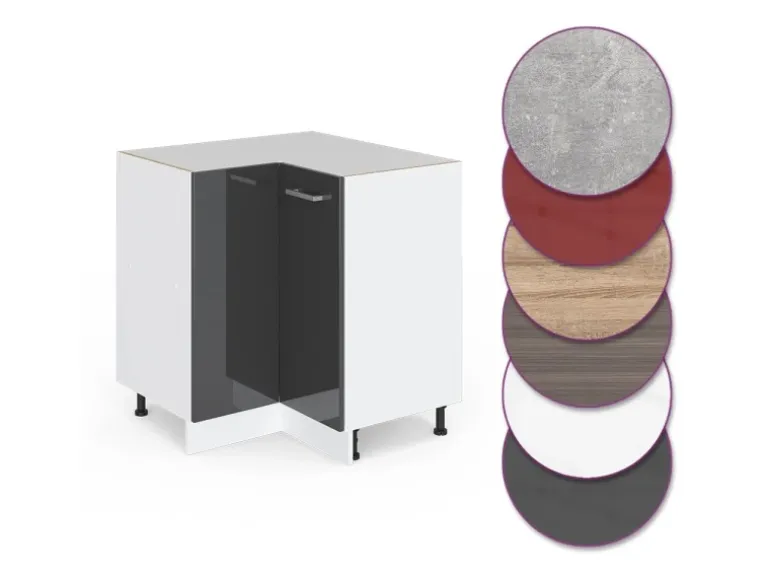 Vicco Eckunterschrank R-Line Anthrazit Hochglanz/Weiß 76 cm ohne Arbeitsplatte