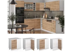 Vicco Eckunterschrank R-Line Küchen Eckschrank Sonoma/Weiß 86 cm ohne Arbeitsplatte