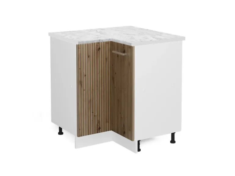 Vicco Eckunterschrank R-Line Küchen Eckschrank Artisan-Eiche/Weiß 76 cm AP Marmor