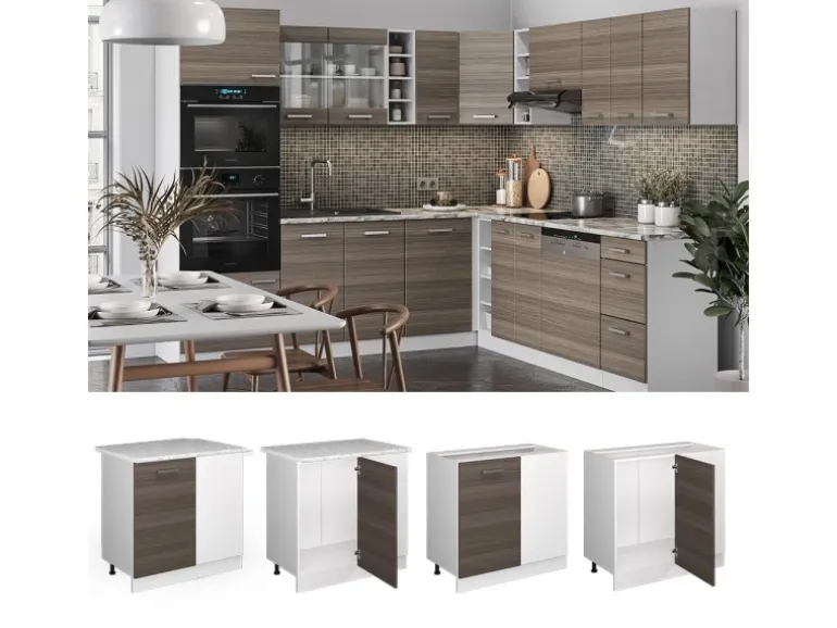 Vicco Eckunterschrank R-Line Küchen Eckschrank Grau/Weiß 86 cm ohne Arbeitsplatte
