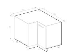 Vicco Eckunterschrank R-Line Weiß Hochglanz/Goldkraft Eiche 76 cm ohne Arbeitsplatte