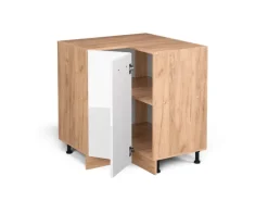 Vicco Eckunterschrank R-Line Weiß Hochglanz/Goldkraft Eiche 76 cm ohne Arbeitsplatte