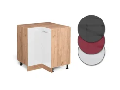 Vicco Eckunterschrank R-Line Weiß Hochglanz/Goldkraft Eiche 76 cm ohne Arbeitsplatte