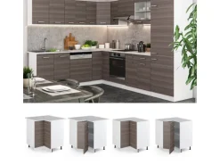 Vicco Eckunterschrank R-Line Küchen Eckschrank Grau/Weiß 76 cm ohne Arbeitsplatte