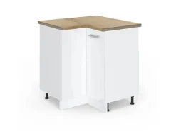 Vicco Eckunterschrank R-Line Küchen Eckschrank Weiß Hochglanz/Weiß 76 cm AP Eiche