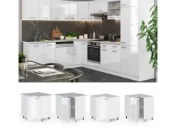 Vicco Eckunterschrank R-Line Küchen Eckschrank Weiß Hochglanz/Weiß 76 cm AP Eiche