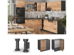 Vicco Eckunterschrank R-Line Goldkraft Eiche/Anthrazit 86 cm ohne Arbeitsplatte