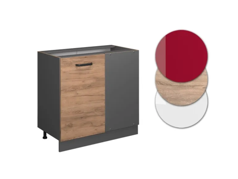 Vicco Eckunterschrank R-Line Goldkraft Eiche/Anthrazit 86 cm ohne Arbeitsplatte