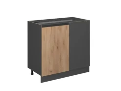 Vicco Eckunterschrank R-Line Goldkraft Eiche/Anthrazit 86 cm J-Shape ohne Arbeitsplatte
