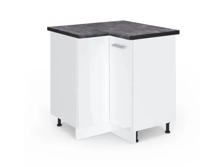 Vicco Eckunterschrank R-Line Weiß Hochglanz/Weiß 76 cm AP Anthrazit