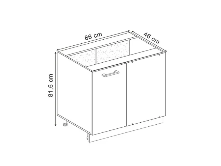 Vicco Eckunterschrank R-Line Bordeaux Hochglanz/Weiß 86 cm ohne Arbeitsplatte