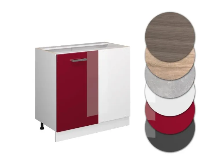Vicco Eckunterschrank R-Line Bordeaux Hochglanz/Weiß 86 cm ohne Arbeitsplatte