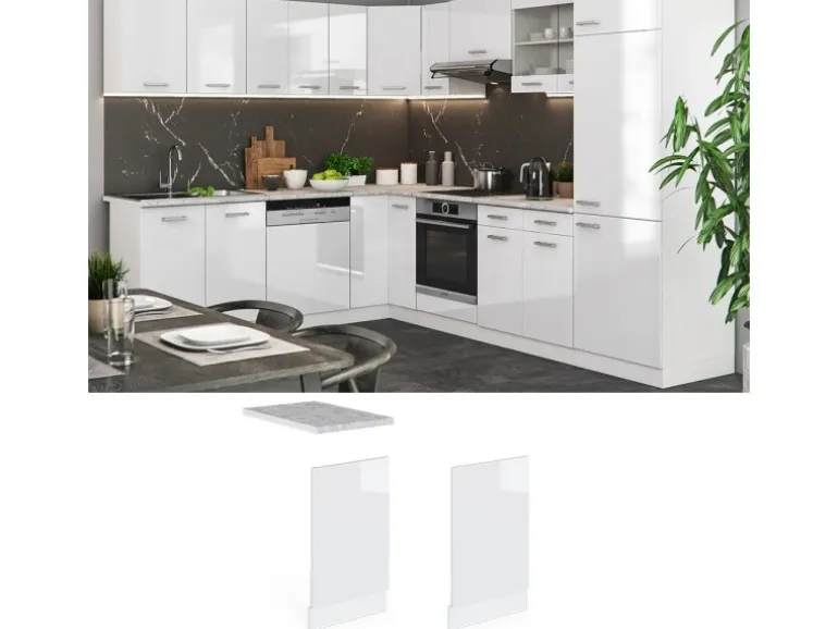 Vicco Frontblende R-Line Weiß Hochglanz/Weiß 45 cm ohne Arbeitsplatte