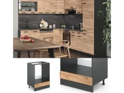Vicco Herdumbauschrank R-Line Goldkraft Eiche/Anthrazit 60 cm ohne Arbeitsplatte