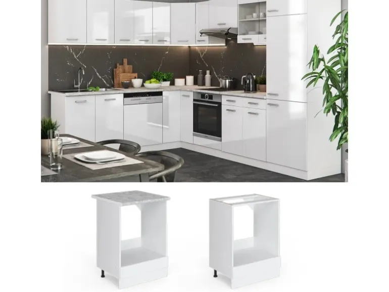 Vicco Herdumbauschrank R-Line Weiß Hochglanz/Weiß 60 cm ohne Arbeitsplatte