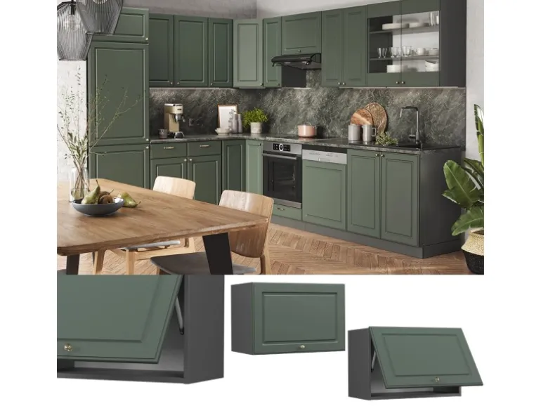 Vicco Hängeschrank Fame-Line Grün-Gold Landhaus/Anthrazit 60 cm Flach