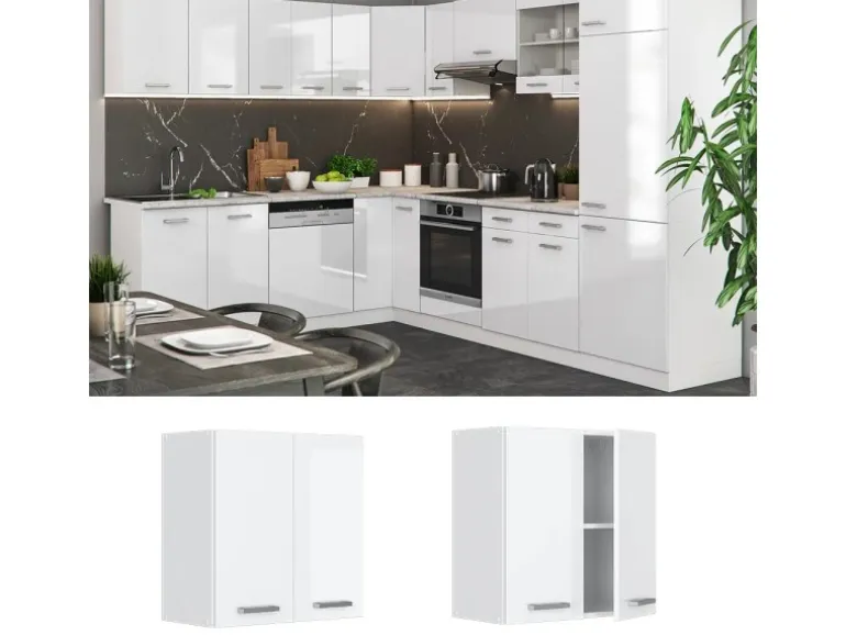 Vicco Hängeschrank R-Line Hängender Küchenschrank Weiß Hochglanz/Weiß 60 cm