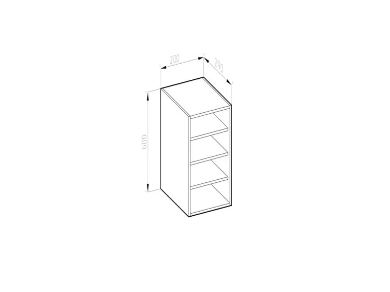 Vicco Hängeschrank R-Line Offener Küchenschrank Weiß/Weiß 20 cm