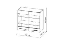 Vicco Küchenglasschrank Fame-Line Glashängeschrank Goldkraft Eiche/Anthrazit 80 cm